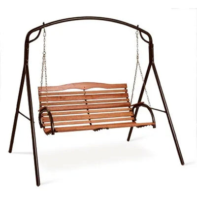 Jack Post Country Garden Outdoor Patio Swing Wooden Seat with Chains, Bronze