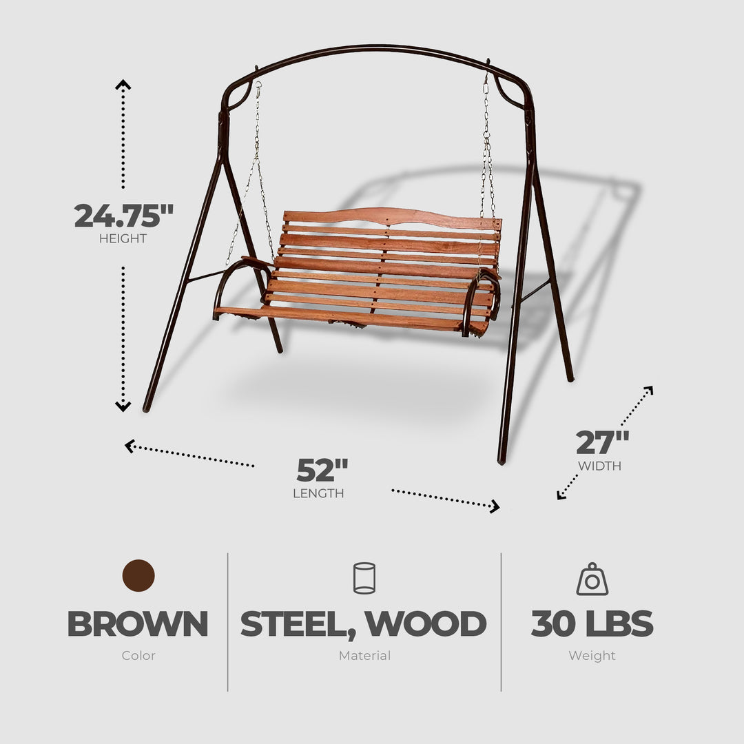 Jack Post Country Garden Patio Swing Wooden Seat with Chains, Bronze (Used) - VMInnovations