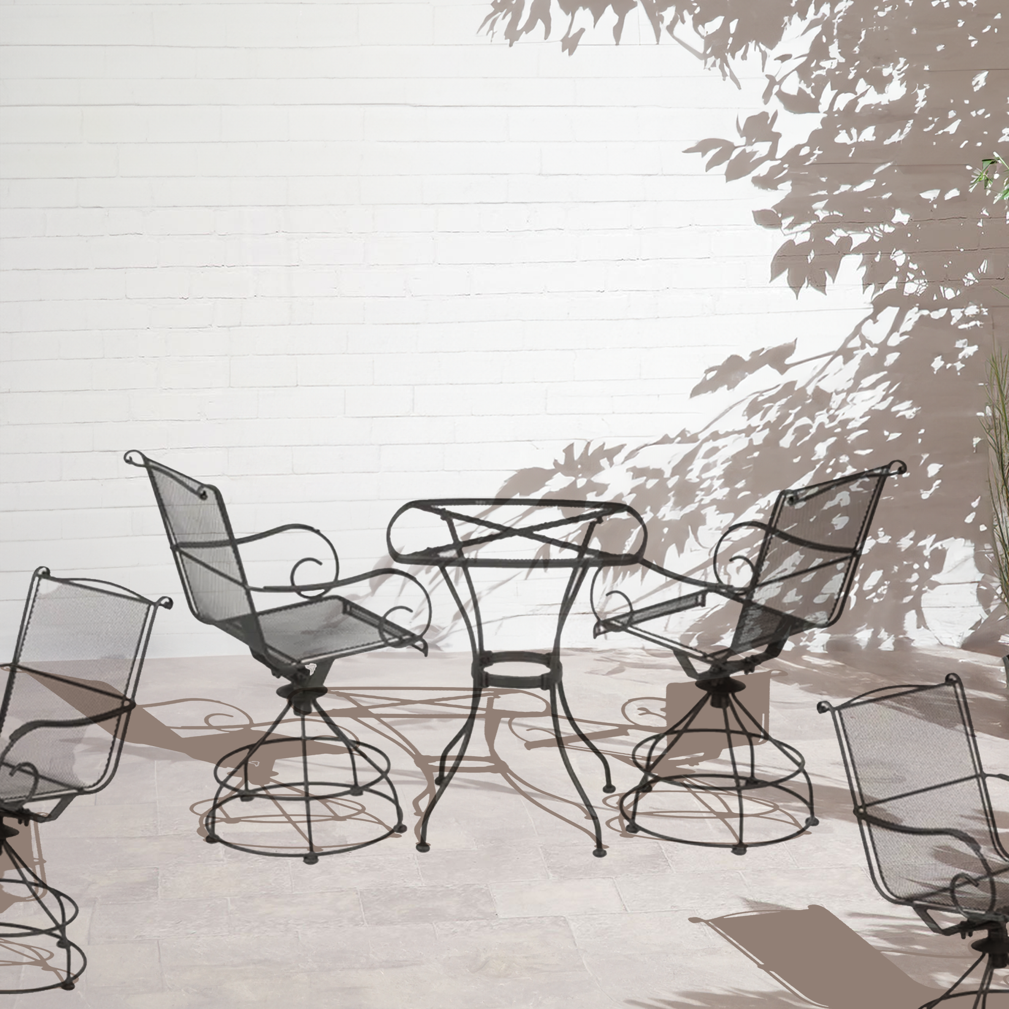 Woodard Uptown 3 Piece Bistro and Balcony Set with Powder Coated Finish, Black - VMInnovations