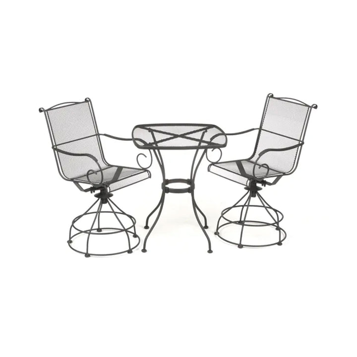 Woodard Uptown 3 Piece Bistro and Balcony Set with Powder Coated Finish, Black