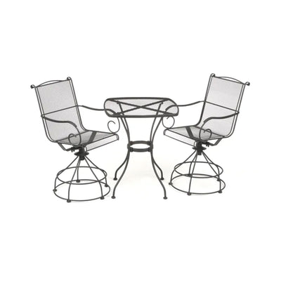 Woodard Uptown 3pc Bistro & Balcony Set w/Powder Coated Finish, Black(For Parts)