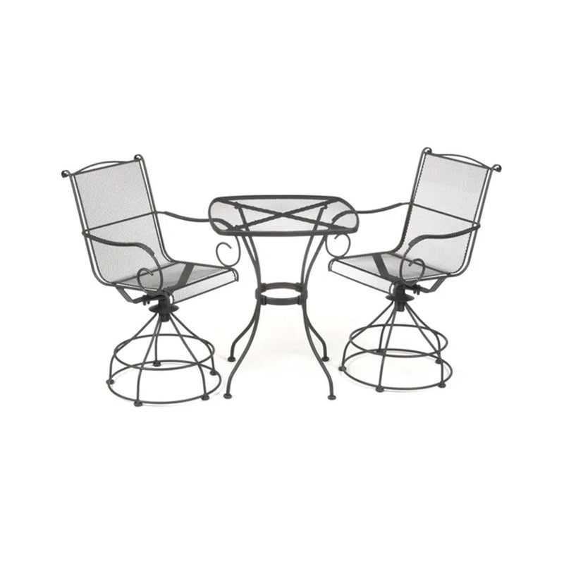 Woodard Uptown 3pc Bistro & Balcony Set w/Powder Coated Finish, Black(For Parts)