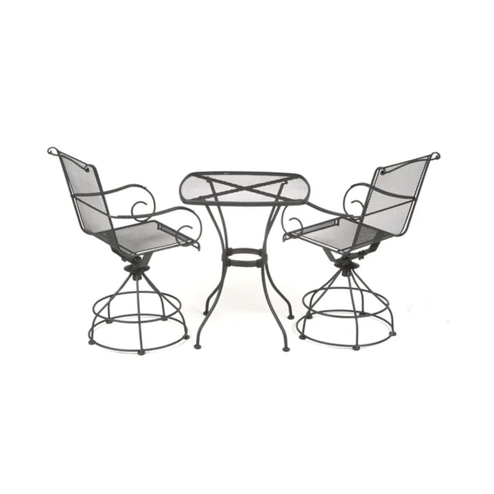 Woodard Uptown 3 Piece Bistro and Balcony Set with Powder Coated Finish, Black