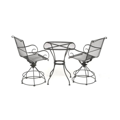 Woodard Uptown 3 Piece Bistro Set with Powder Coated Finish, Black (Used)