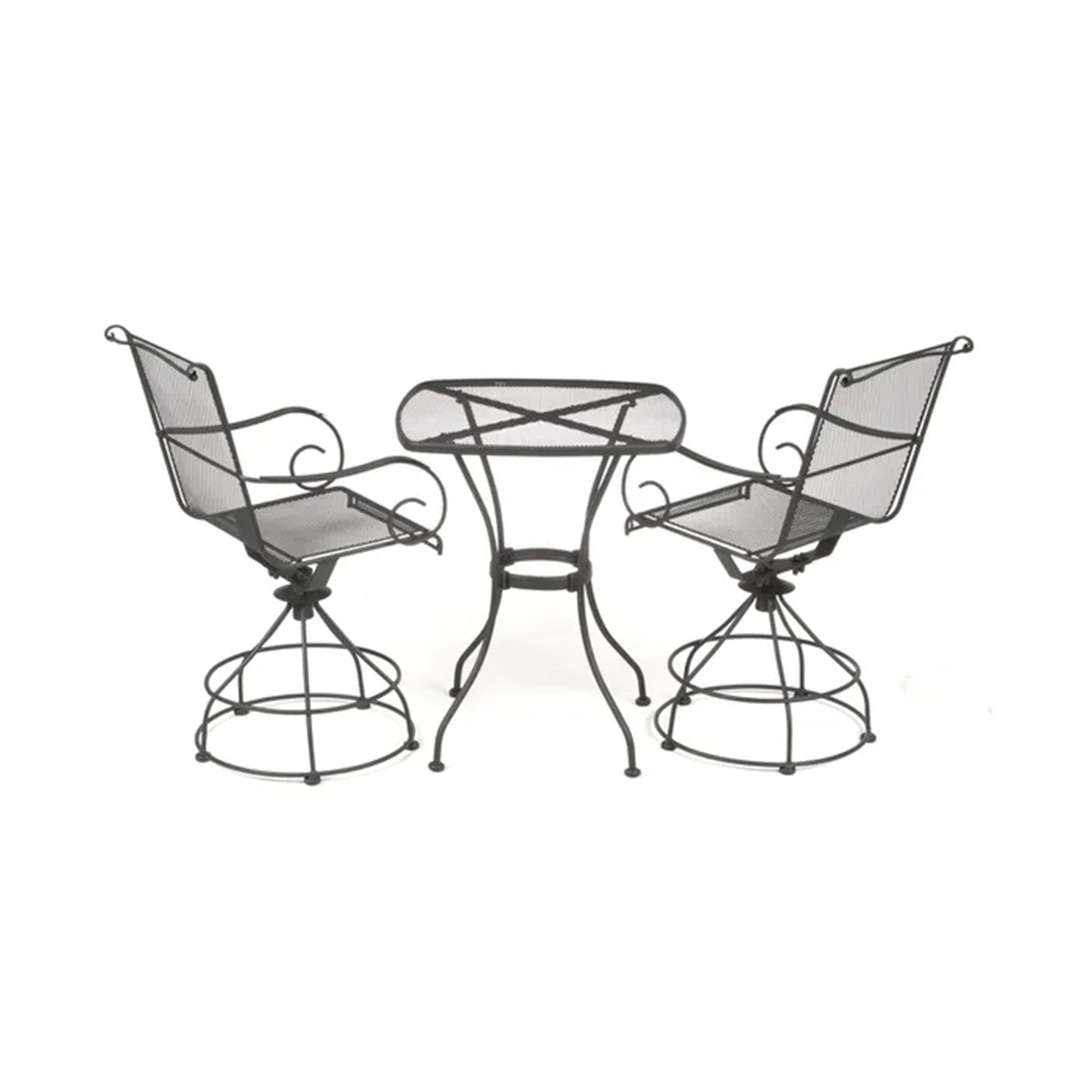 Woodard Uptown 3 Piece Bistro Set with Powder Coated Finish, Black (Used) - VMInnovations