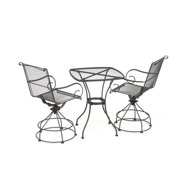 Woodard Uptown 3pc Bistro & Balcony Set w/Powder Coated Finish, Black(For Parts) - VMInnovations