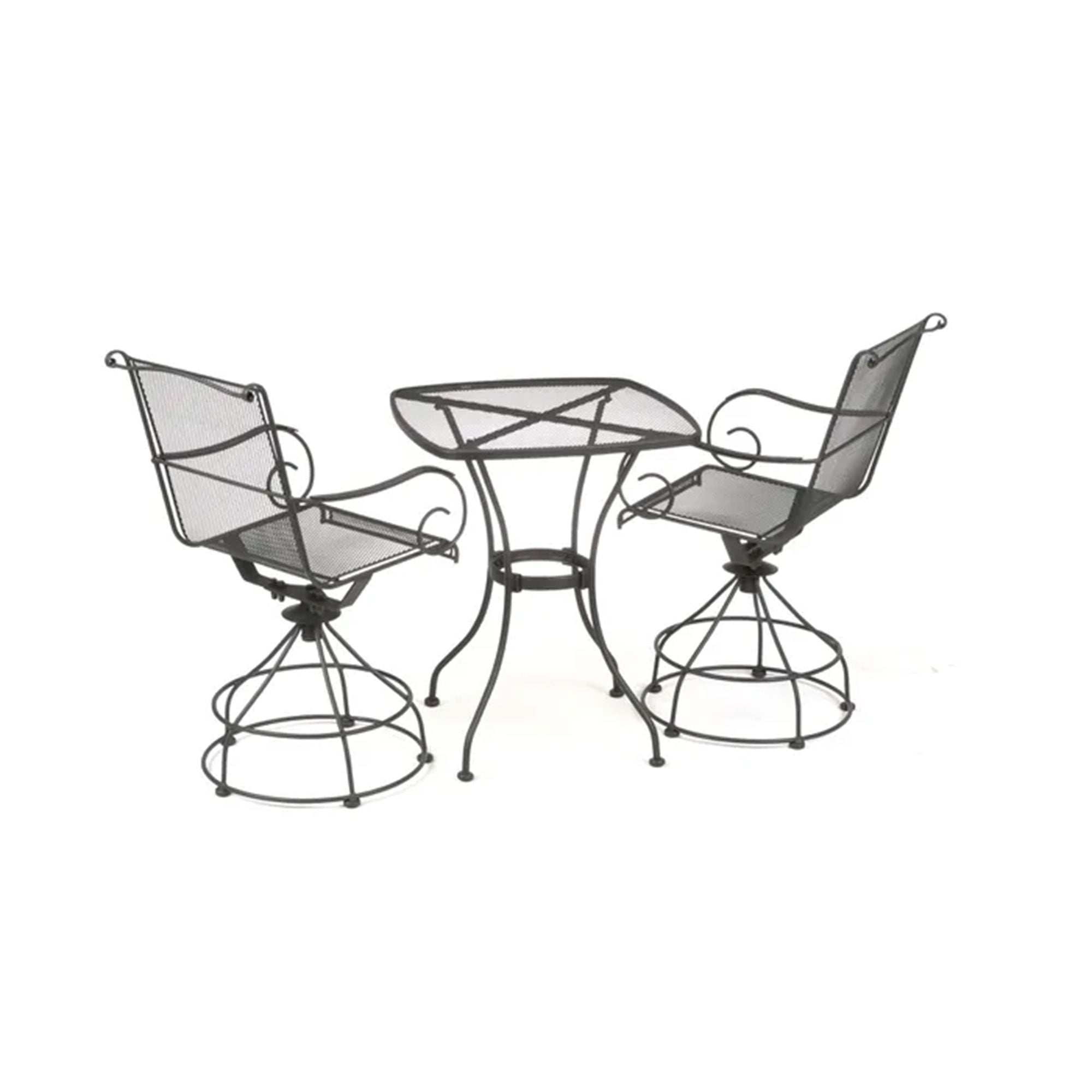 Woodard Uptown 3 Piece Bistro Set with Powder Coated Finish, Black (Used) - VMInnovations