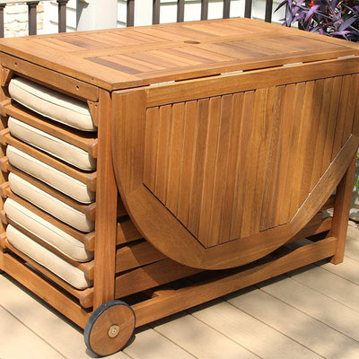 Outdoor Interiors 7 Piece Fold and Store Eucalyptus Hardwood Outdoor Dining Set - VMInnovations
