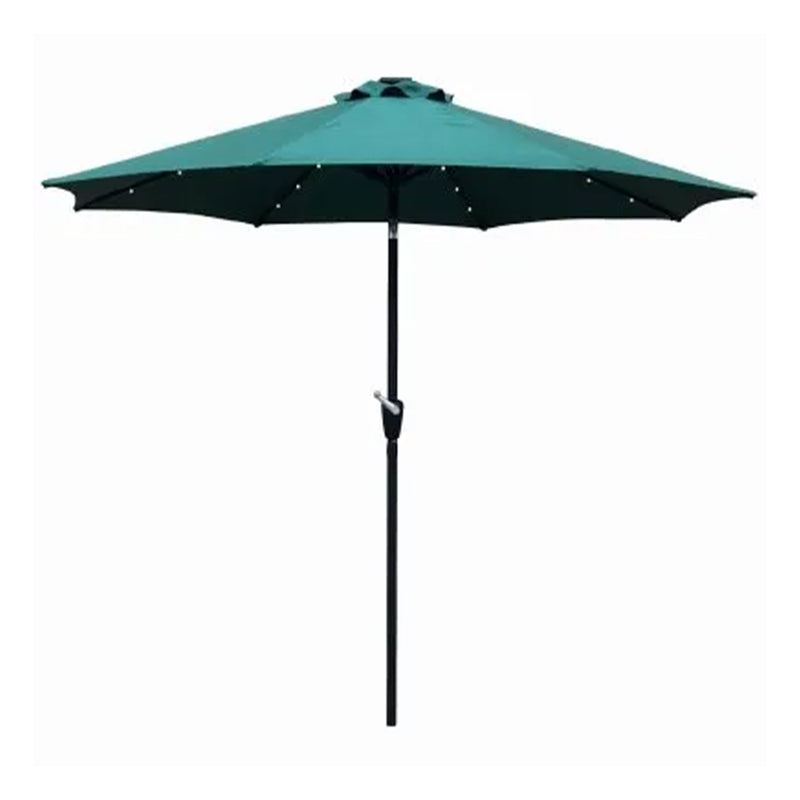 Four Seasons Courtyard 9’ Polyester LED Steel Pole Patio Market Umbrella, Green