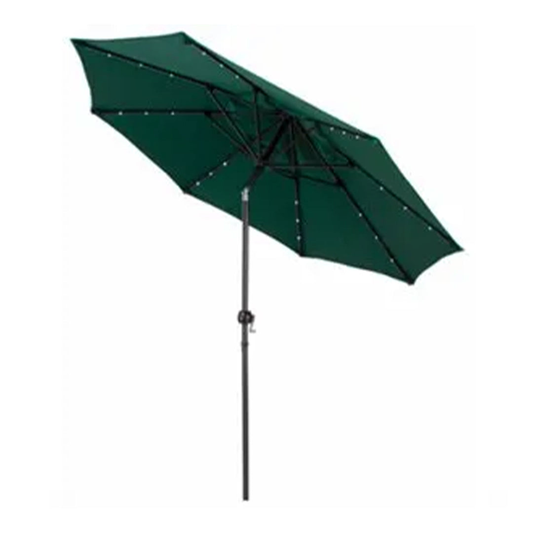 Four Seasons Courtyard 9’ LED Steel Pole Patio Market Umbrella, Green (Used)