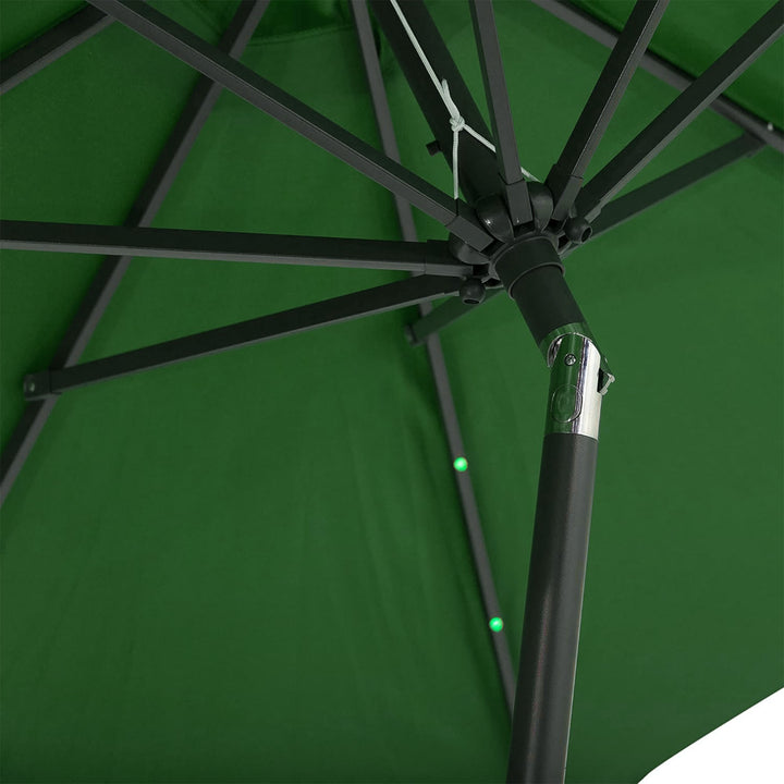 Four Seasons Courtyard 9’ LED Steel Pole Patio Market Umbrella, Green (Used)