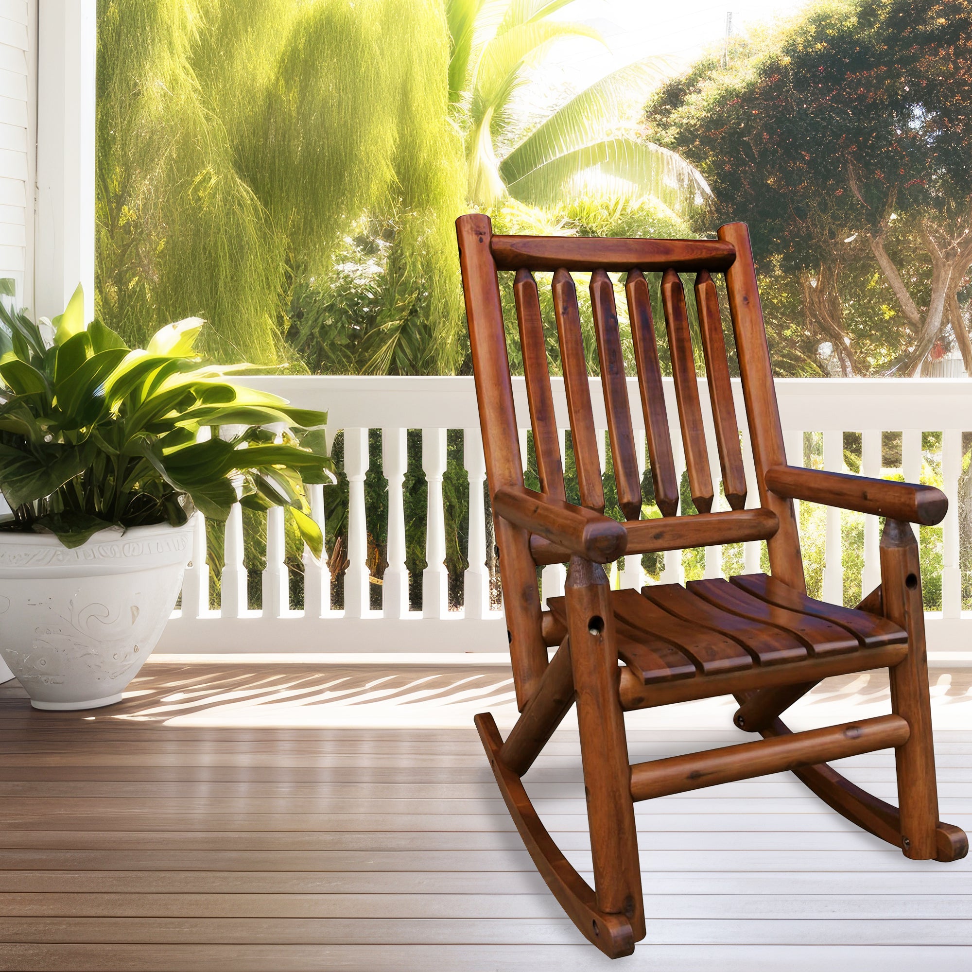 Leigh Country Porch Rocking Chair w/Z Frame Design & Contoured Seating(Open Box) - VMInnovations