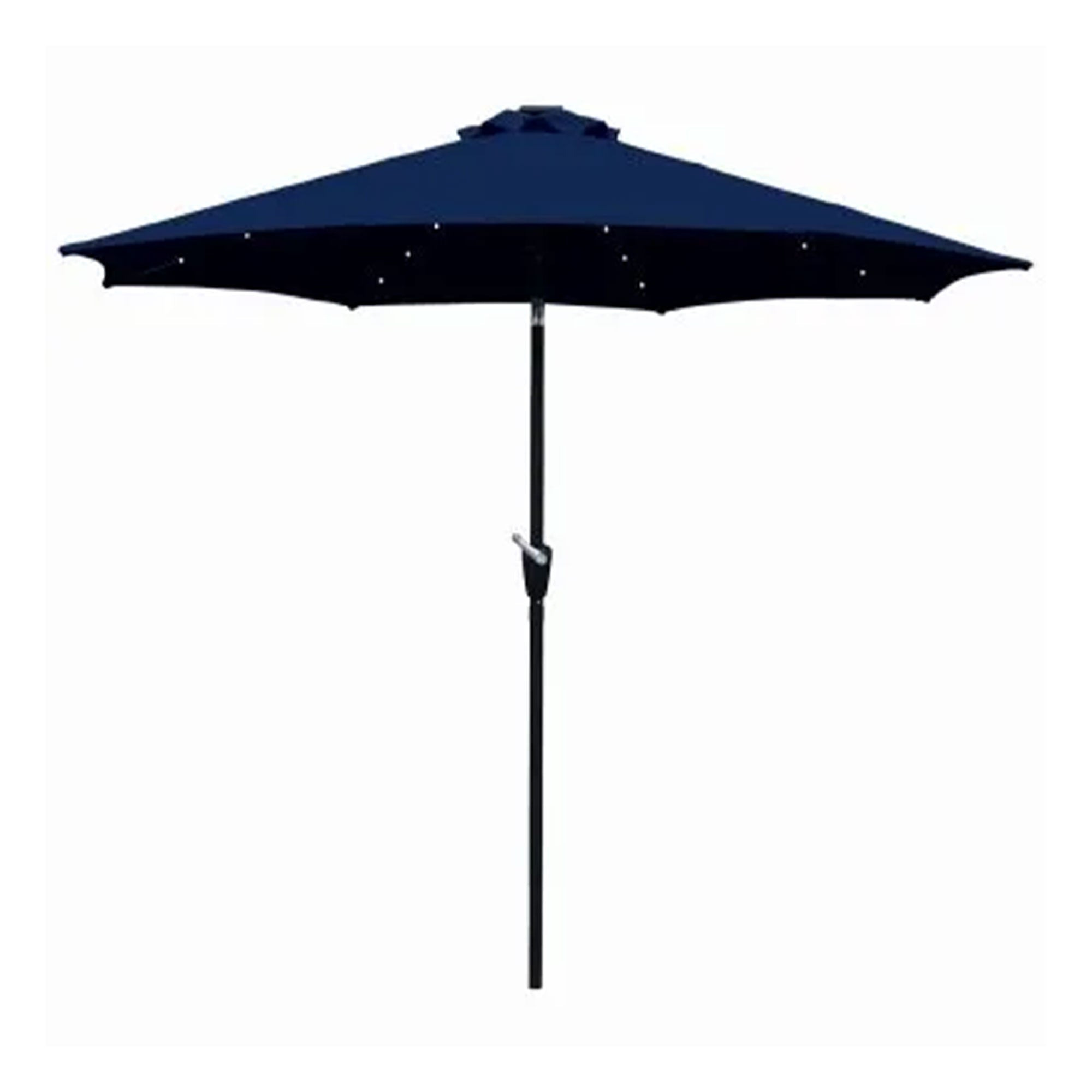Four Seasons Courtyard 9’ Polyester Patio Market LED Umbrella w/Steel Pole, Navy - VMInnovations