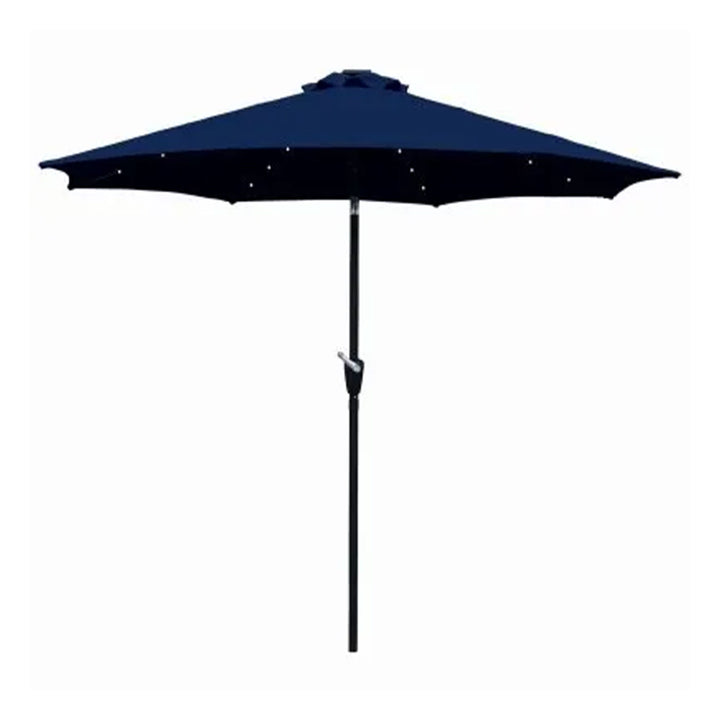 Four Seasons Courtyard 9’ Polyester Patio Market LED Umbrella w/Steel Pole, Navy