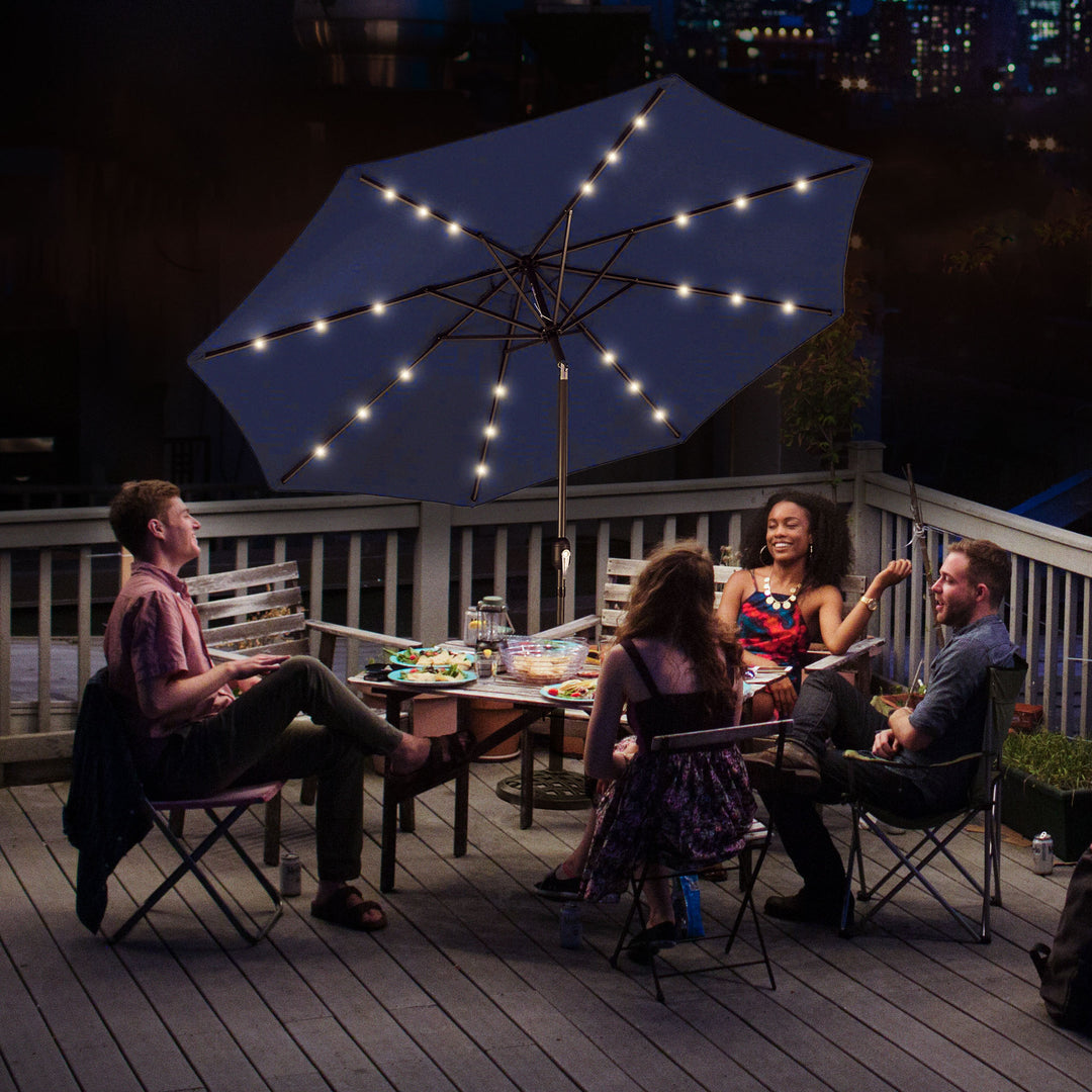 Four Seasons Courtyard 9’ Patio Market LED Umbrella w/Steel Pole (Open Box)