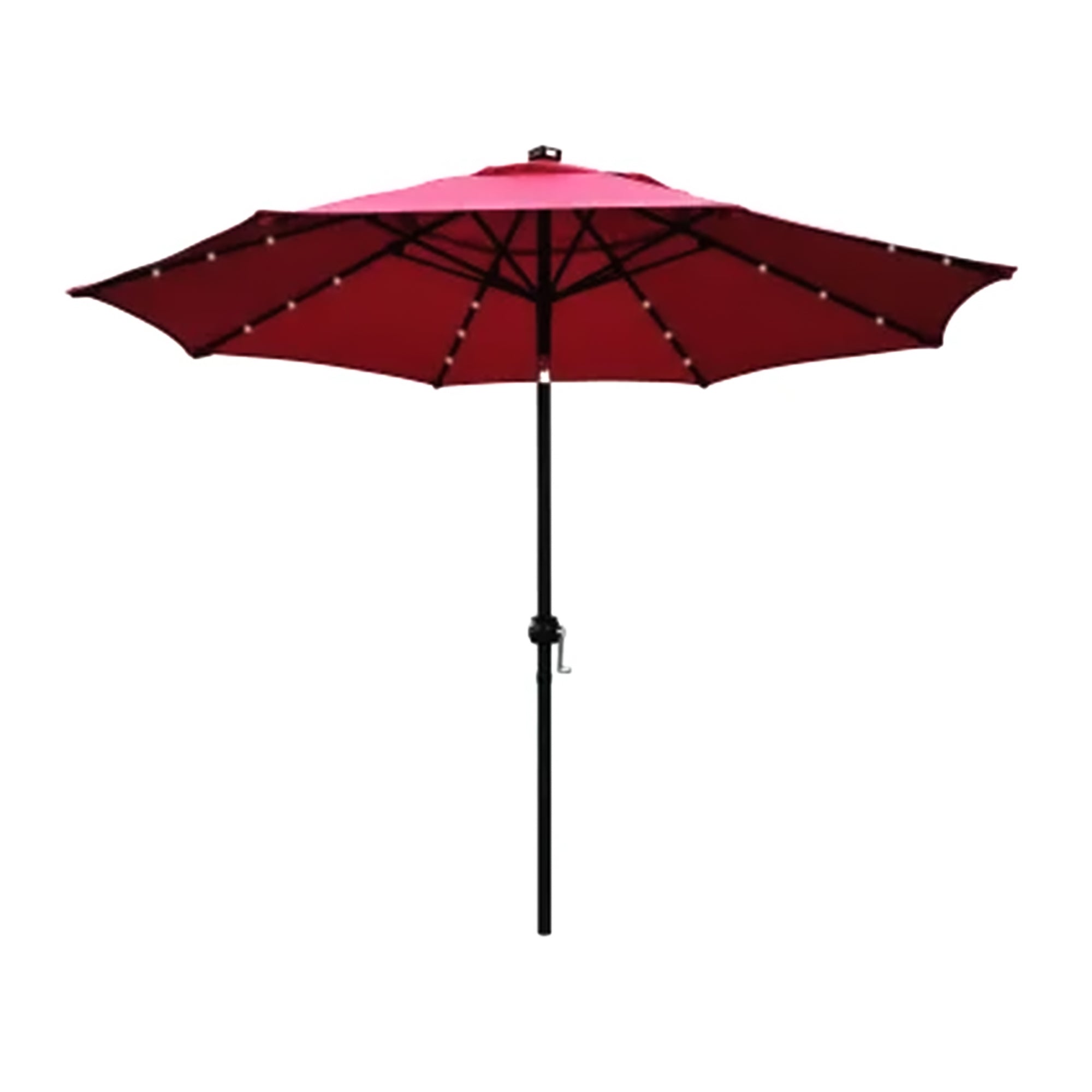 Four Seasons Courtyard 9’ Polyester Patio Market LED Umbrella w/ Steel Pole, Red - VMInnovations