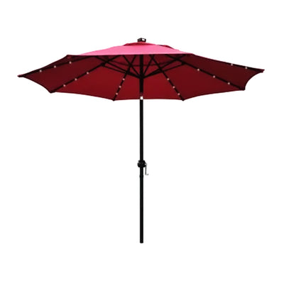 Four Seasons Courtyard 9’ Polyester Patio Market LED Umbrella w/ Steel Pole, Red - VMInnovations