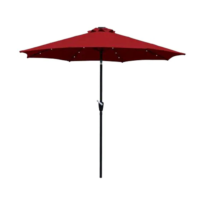 Four Seasons Courtyard 9’ Polyester Patio Market LED Umbrella w/ Steel Pole, Red