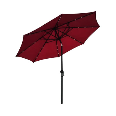 Four Seasons Courtyard 9’ Polyester Patio Market LED Umbrella w/ Steel Pole, Red