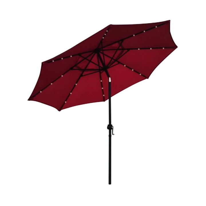 Four Seasons Courtyard 9’ Patio Market LED Umbrella w/ Steel Pole, Red(Open Box) - VMInnovations