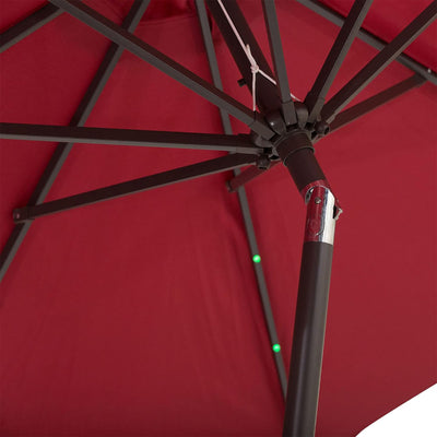 Four Seasons Courtyard 9’ Polyester Patio Market LED Umbrella w/ Steel Pole, Red - VMInnovations
