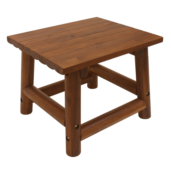 Leigh Amber Log Outdoor Patio Handcrafted Hardwood End Table, Brown (Open Box)