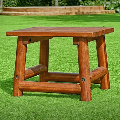 Leigh Amber Log Outdoor Patio Handcrafted Hardwood End Table, Brown (Open Box) - VMInnovations