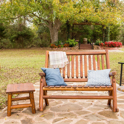 Leigh Amber Log Outdoor Patio Handcrafted Hardwood End Table, Brown (Used) - VMInnovations