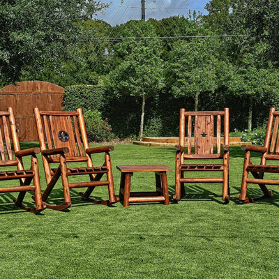 Leigh Country Amber Log Outdoor Patio Handcrafted Hardwood End Table, Brown - VMInnovations