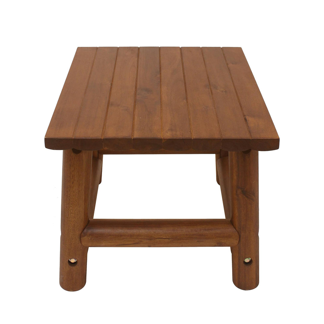 Leigh Amber Log Outdoor Patio Handcrafted Hardwood End Table, Brown (Used)