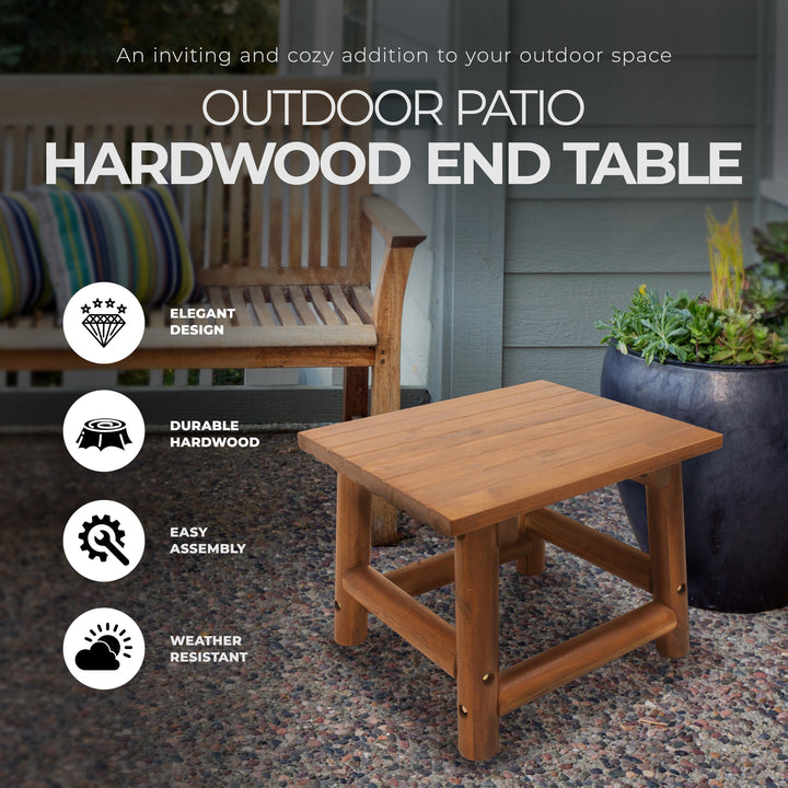 Leigh Amber Log Outdoor Patio Handcrafted Hardwood End Table, Brown (Used)