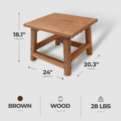 Leigh Amber Log Outdoor Patio Handcrafted Hardwood End Table, Brown (Used) - VMInnovations