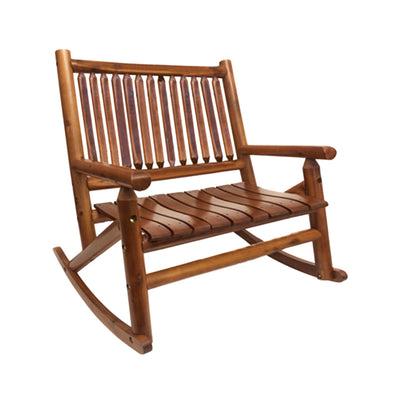Leigh Country Double Porch Rocking Chair with Curved Seat Slats for Patio Spaces