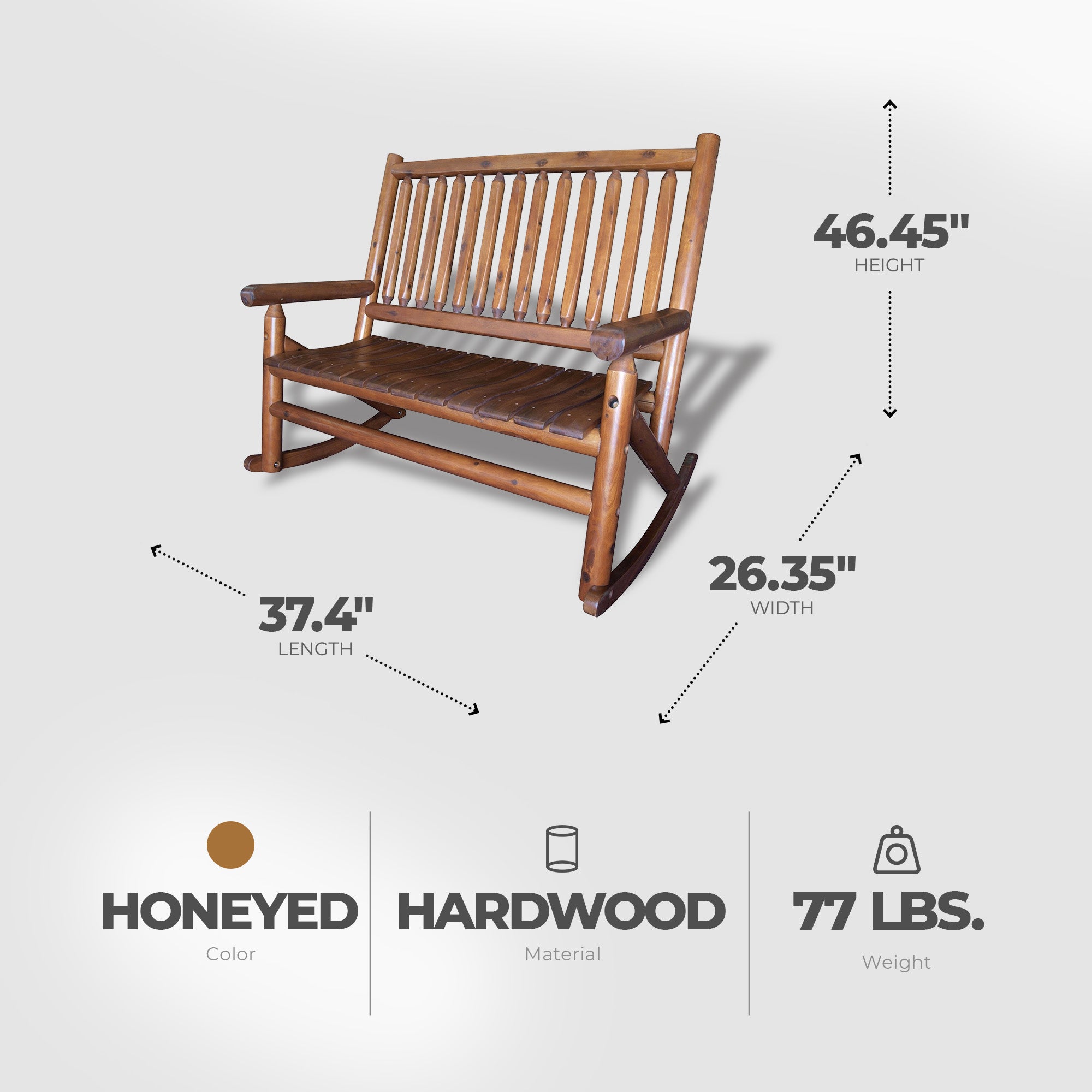 Leigh Country Double Porch Rocking Chair with Curved Seat Slats (Open Box)
