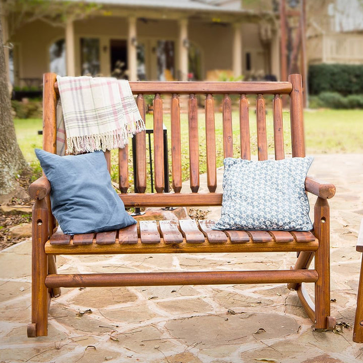 Leigh Country Double Porch Rocking Chair with Curved Seat Slats for Patio Spaces