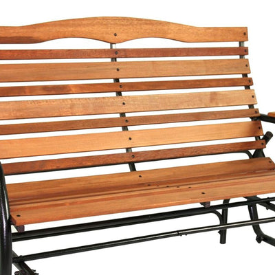 Jack Post 66" Country Garden Hardwood Hi-Back Glider With Trays,Warm Brown(Used) - VMInnovations