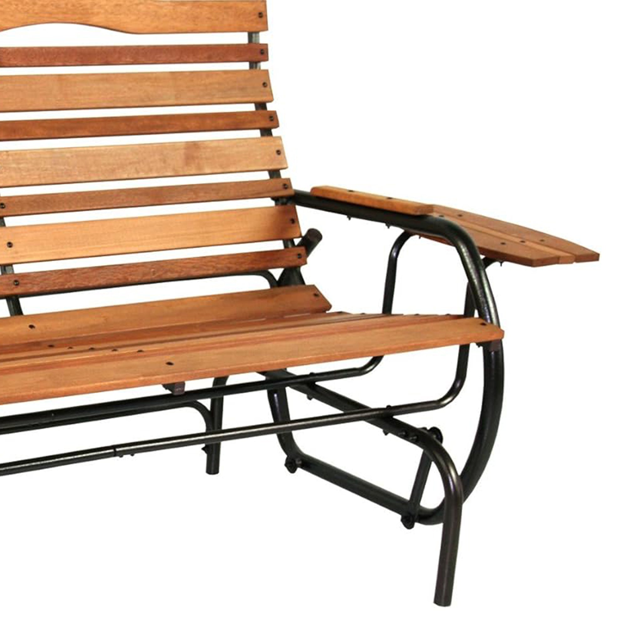 Jack Post 66" Country Garden Hardwood Hi-Back Glider With Trays,Warm Brown(Used) - VMInnovations