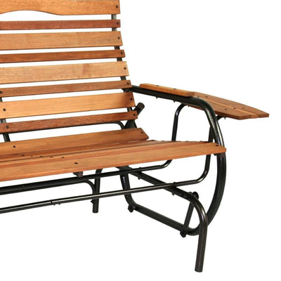 Jack Post 66" Country Garden Hardwood Hi-Back Glider With Trays,Warm Brown(Used) - VMInnovations