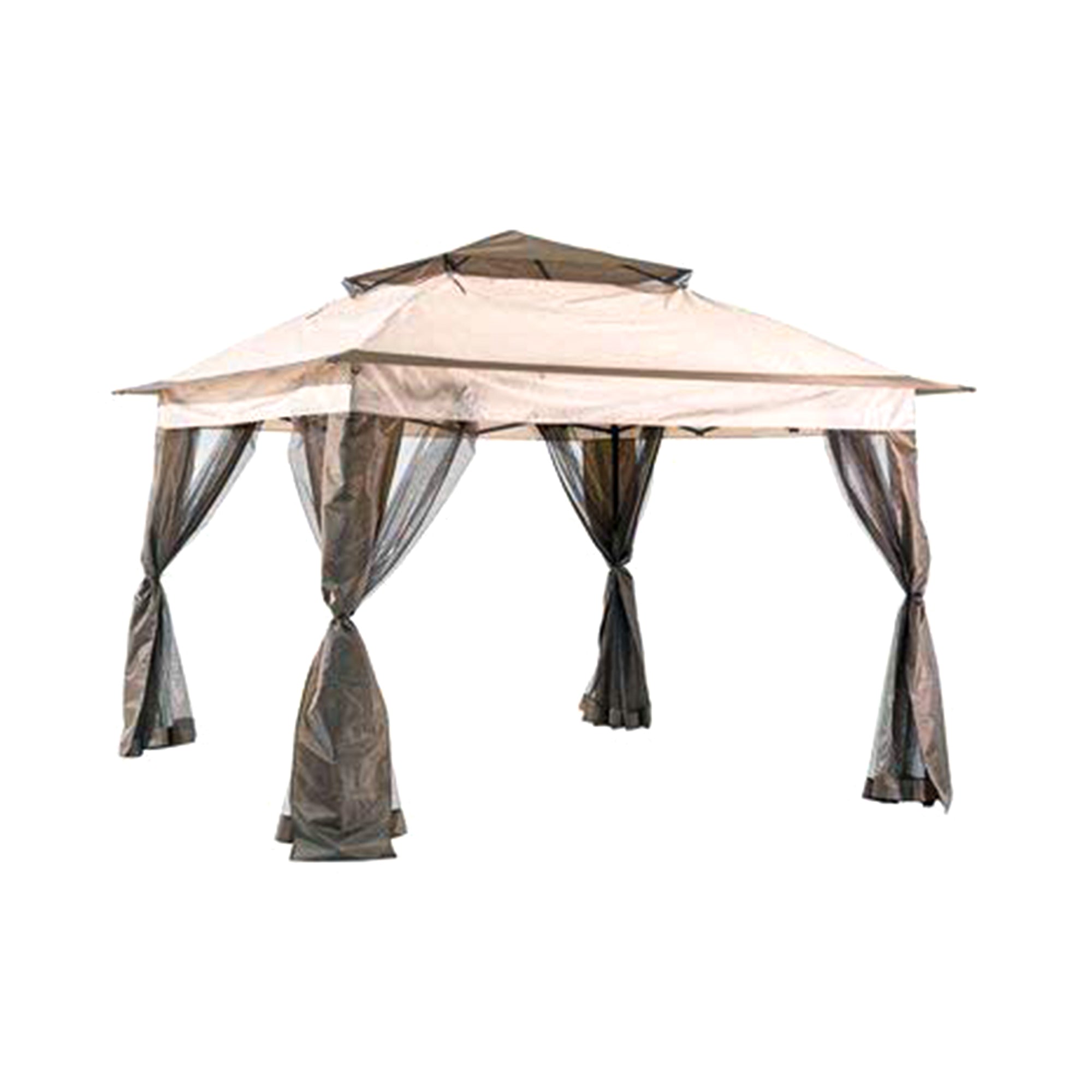 Four Seasons Courtyard 10 x 10’ Steel Frame Pop Up Gazebo, Brown/Black (Used)