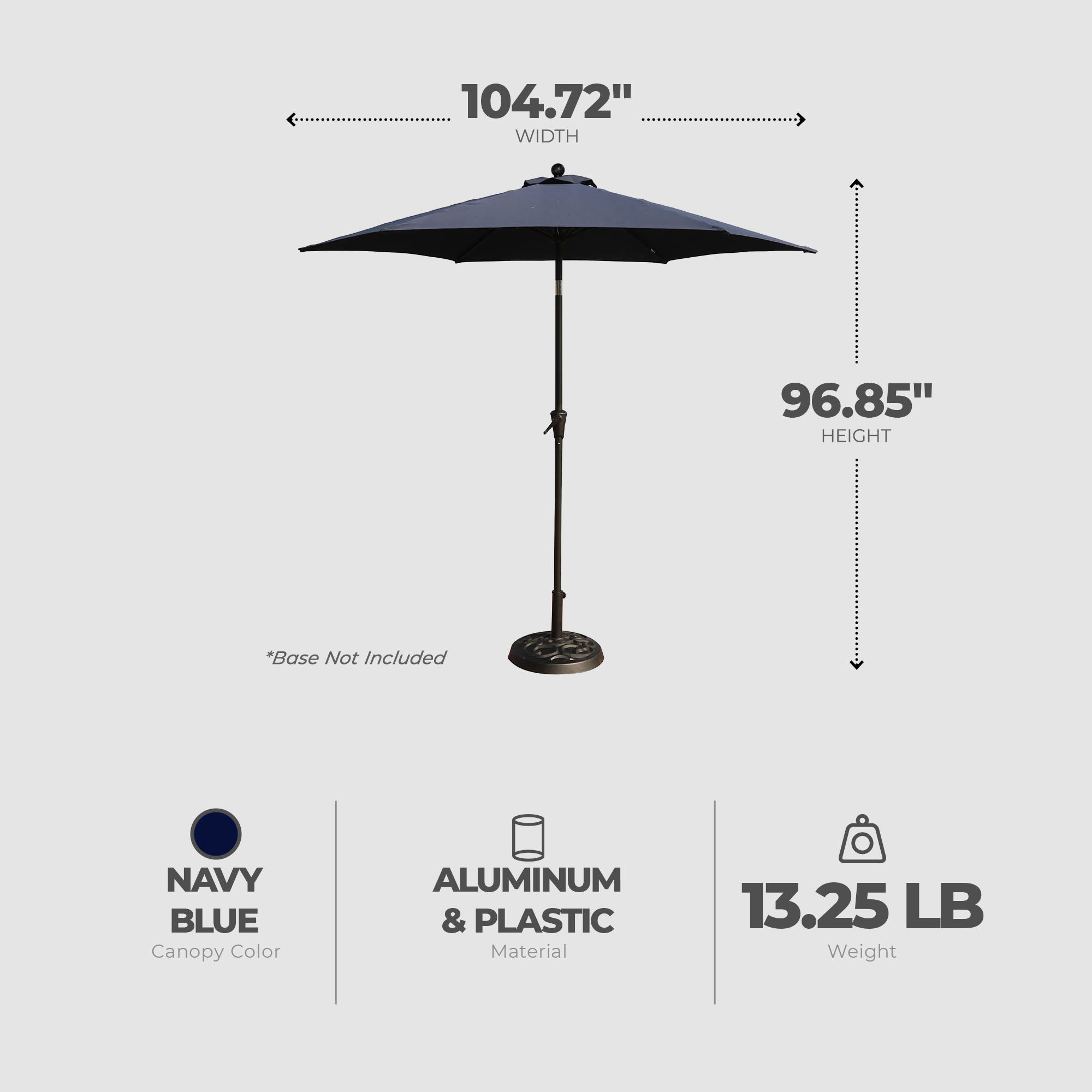 Four Seasons Courtyard Canmore 9 Foot Outdoor Patio Market Umbrella, Gray - VMInnovations