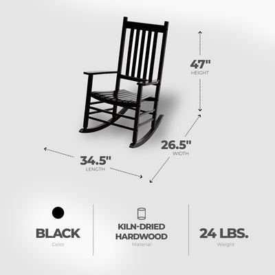 Jack Post Mission Style Outdoor Hardwood Porch Rocker Chair, Black (Open Box)