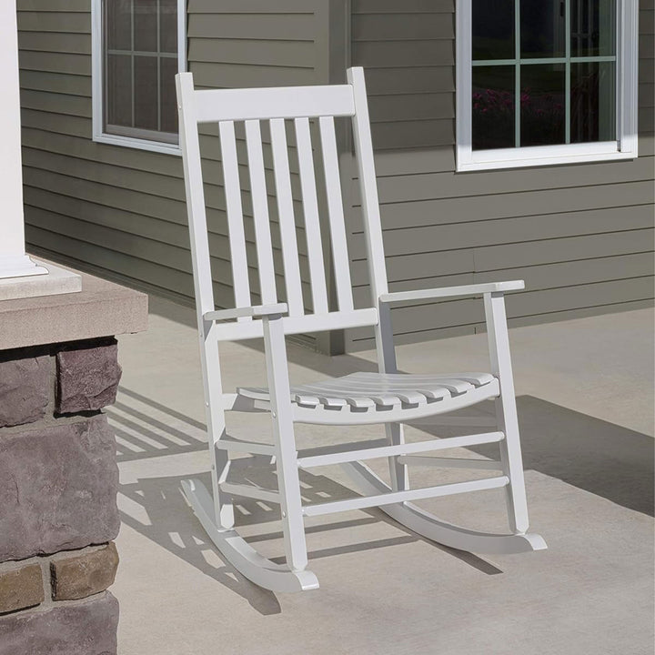 Knollwood Mission Style Kiln-dried Hardwood Porch Rocking Chair, White(Open Box) - VMInnovations