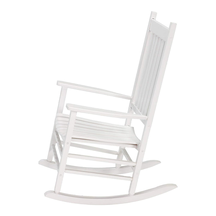 Knollwood Mission Style Timeless Kiln-dried Hardwood Porch Rocking Chair, White