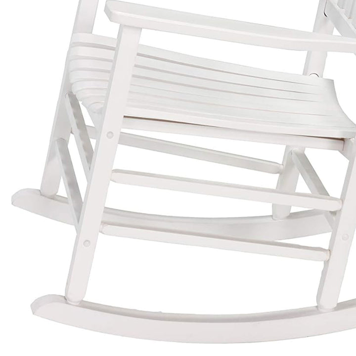 Knollwood Mission Style Timeless Kiln-dried Hardwood Porch Rocking Chair, White