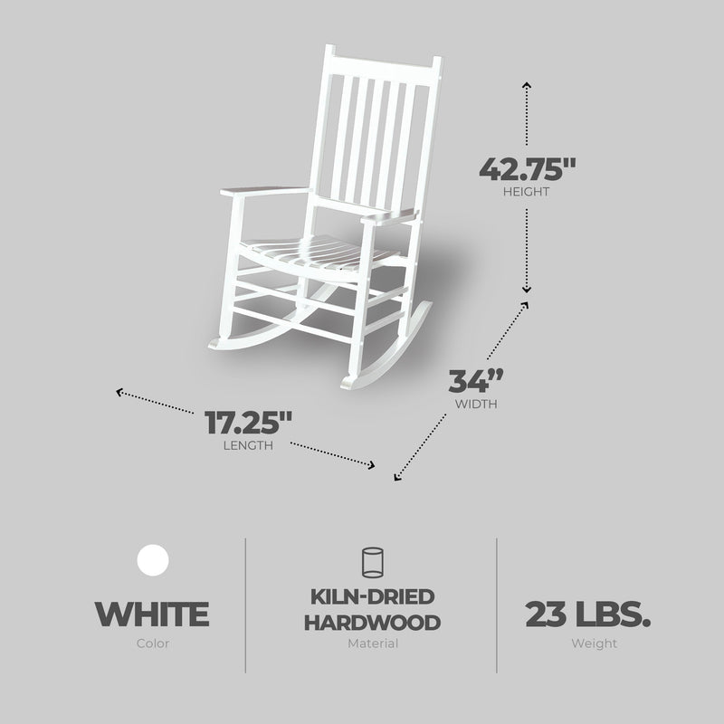 Knollwood Mission Style Kiln-dried Hardwood Porch Rocking Chair, White (Used)