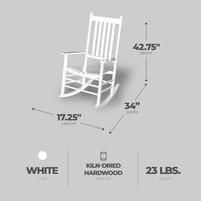 Knollwood Mission Style Kiln-dried Hardwood Porch Rocking Chair, White (Used) - VMInnovations
