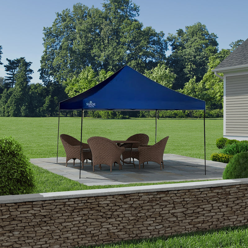 Quik Shade 10 by 10 Foot Shade Tech Single Push Instant Central Hub Canopy, Blue