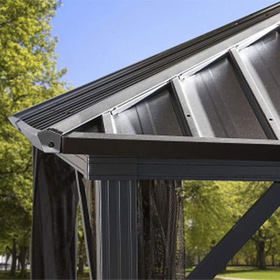 Sojag 10'x10' Steel Hardtop Gazebo Outdoor Sun Shelter, Brown/Black (Open Box)