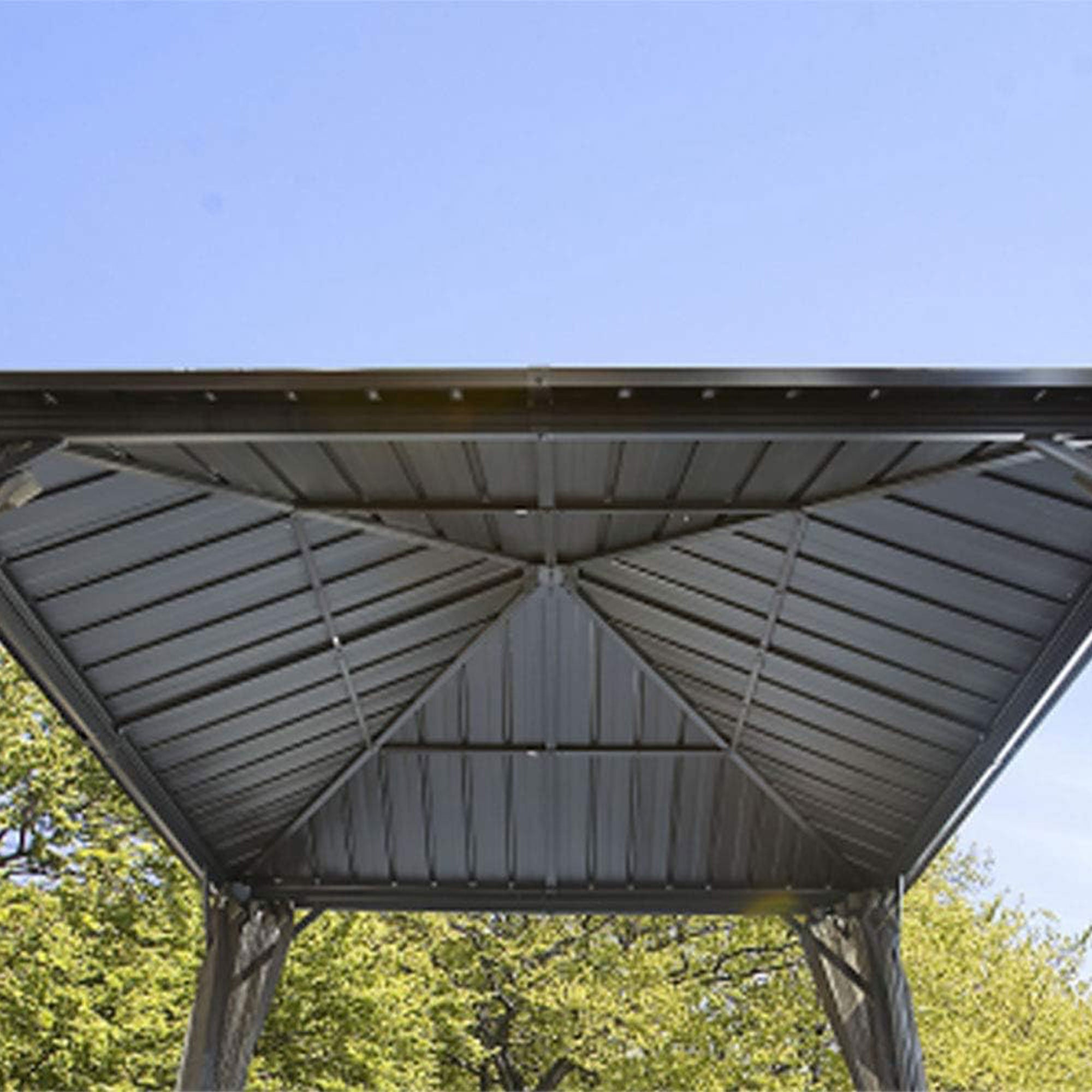 Sojag 10'x10' Steel Hardtop Gazebo Outdoor Sun Shelter, Brown/Black (Open Box)