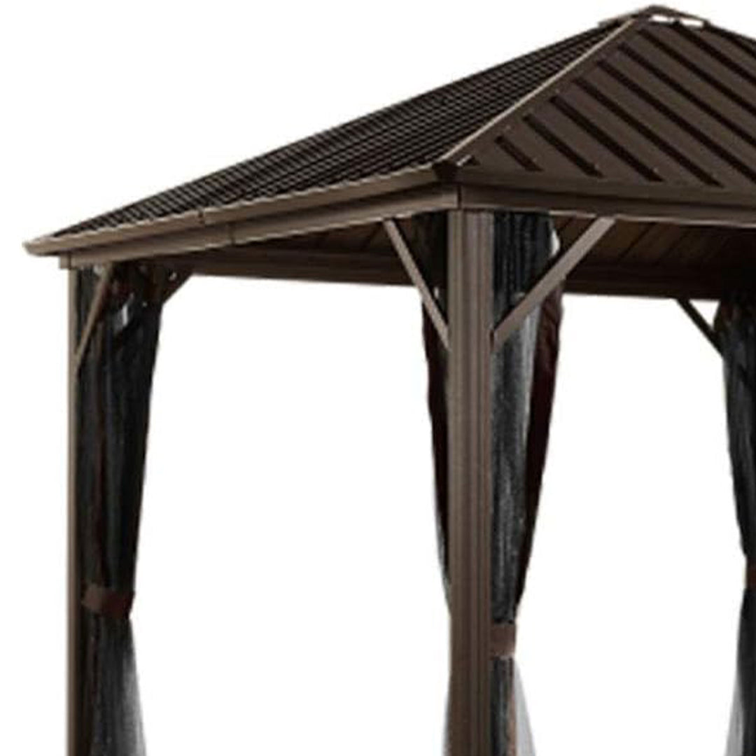 Sojag 10 x 10' Dakota Steel Hardtop Gazebo Sun Shelter, Brown/Black (Used)